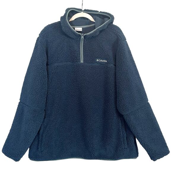 Columbia Mens Rugged Ridge II Sherpa Pullover Hoodie XXL 3/4 Zip Outdoor Fleece - Picture 2 of 14